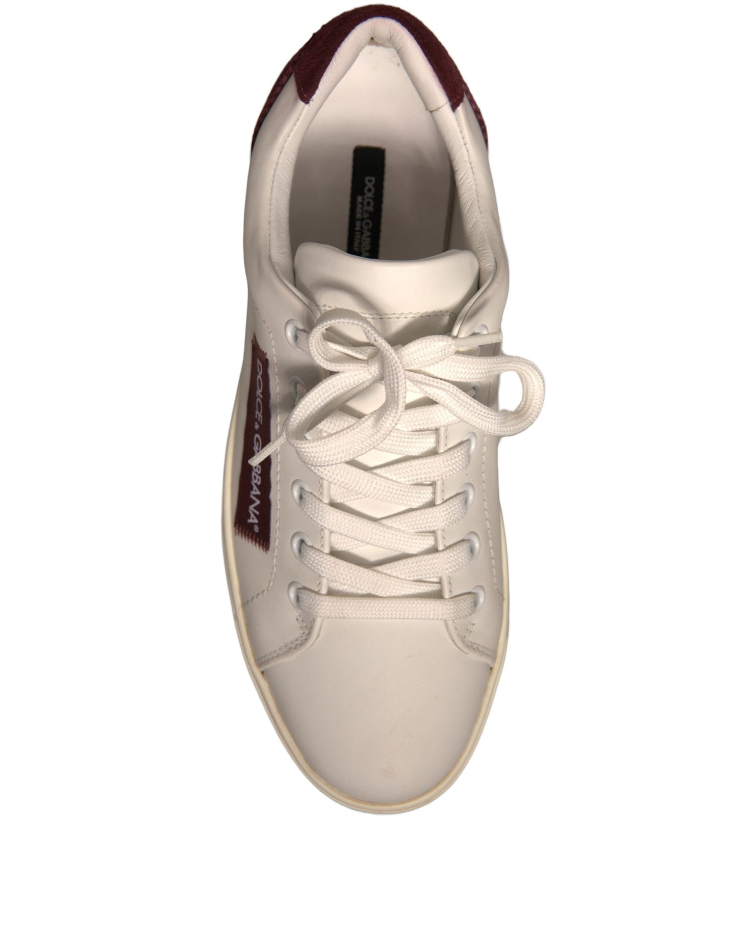 Dolce &amp; Gabbana White Suede Leather Low Top Sneakers Shoes