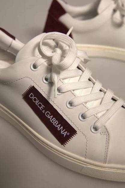 Dolce &amp; Gabbana White Suede Leather Low Top Sneakers Shoes