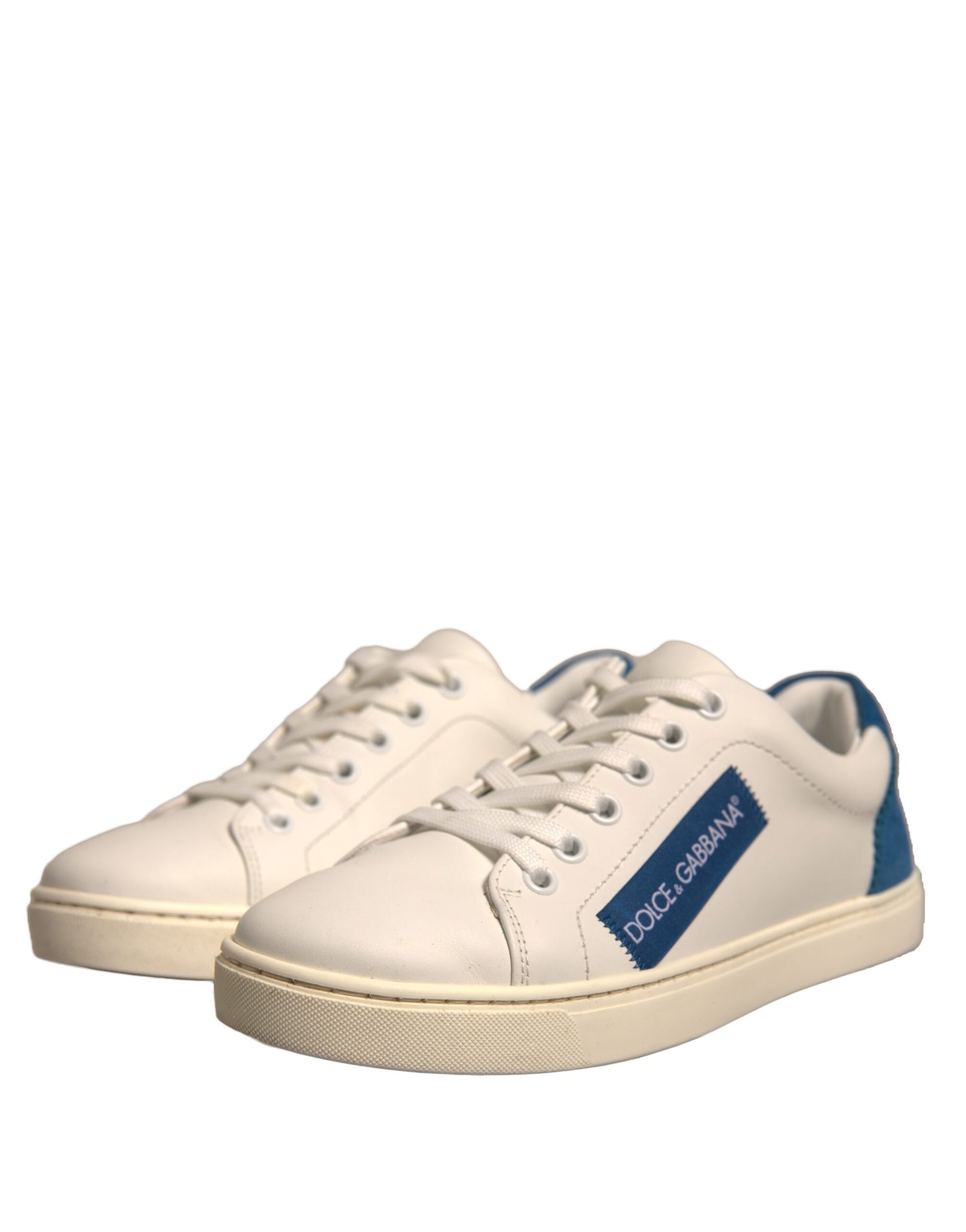 Dolce & Gabbana White Suede Leather Low Top Sneakers Shoes by Dolce & Gabbana