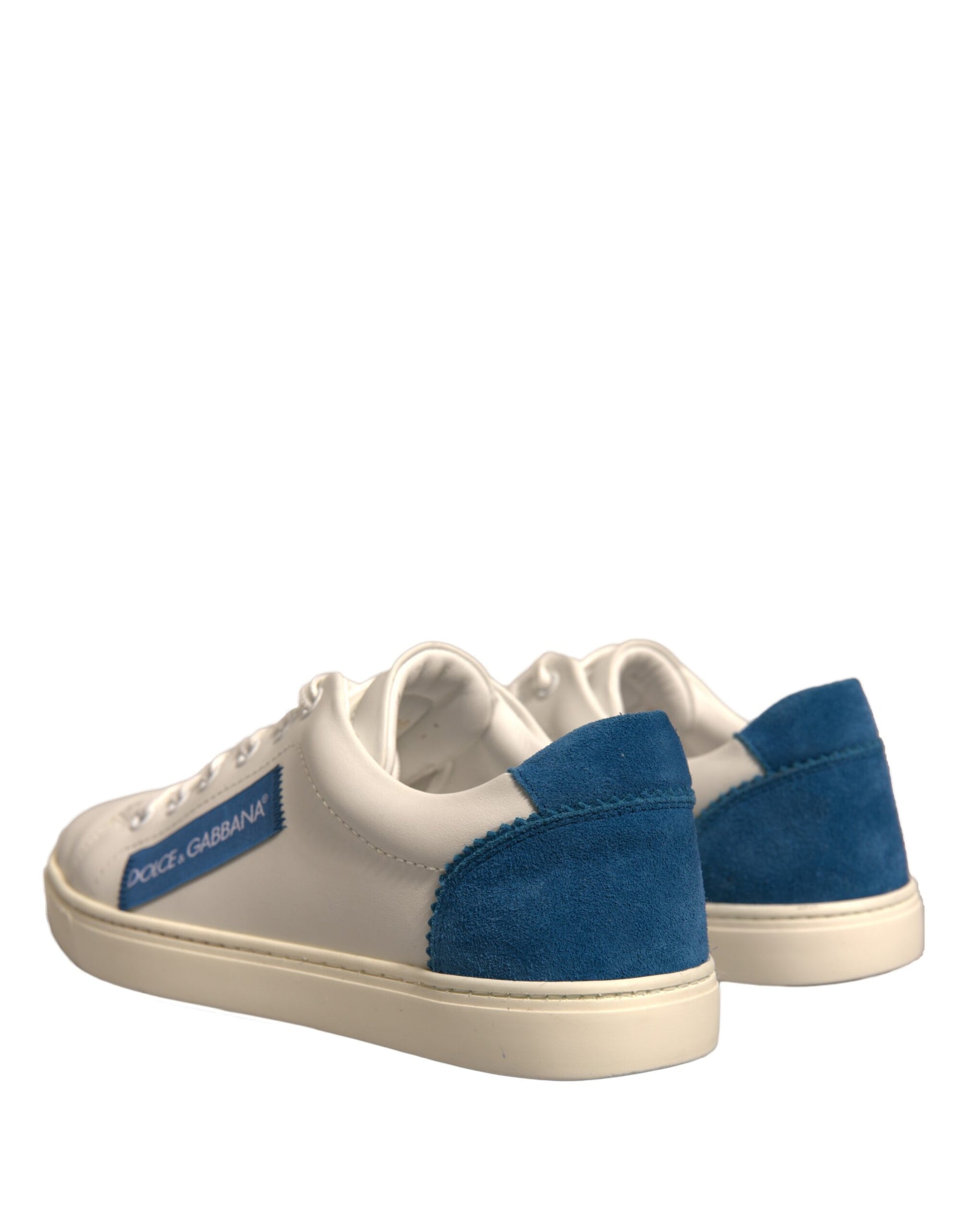Dolce & Gabbana White Suede Leather Low Top Sneakers Shoes by Dolce & Gabbana