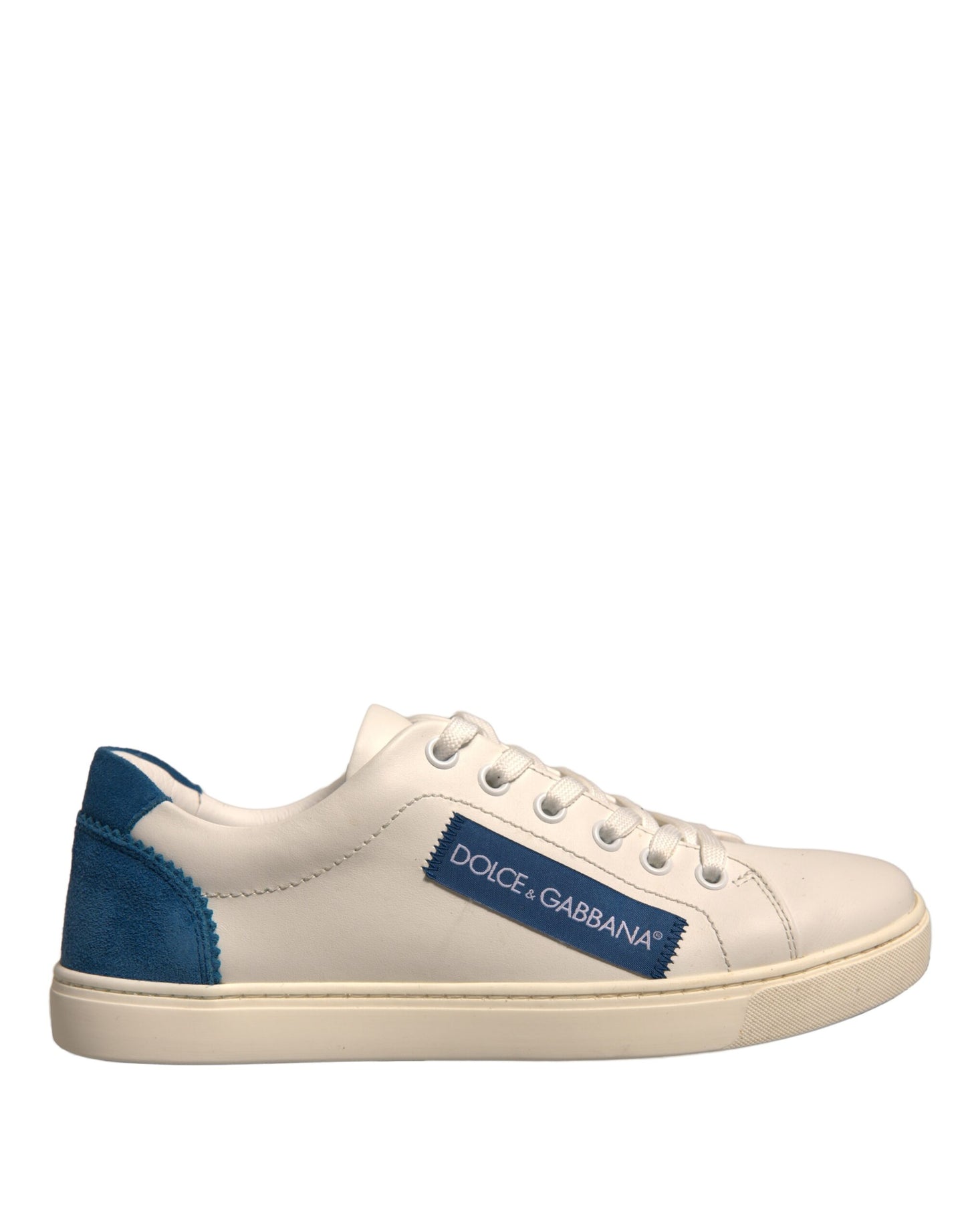 Dolce & Gabbana White Suede Leather Low Top Sneakers Shoes by Dolce & Gabbana