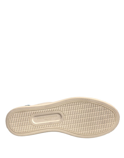 Dolce & Gabbana White Suede Leather Low Top Sneakers Shoes by Dolce & Gabbana