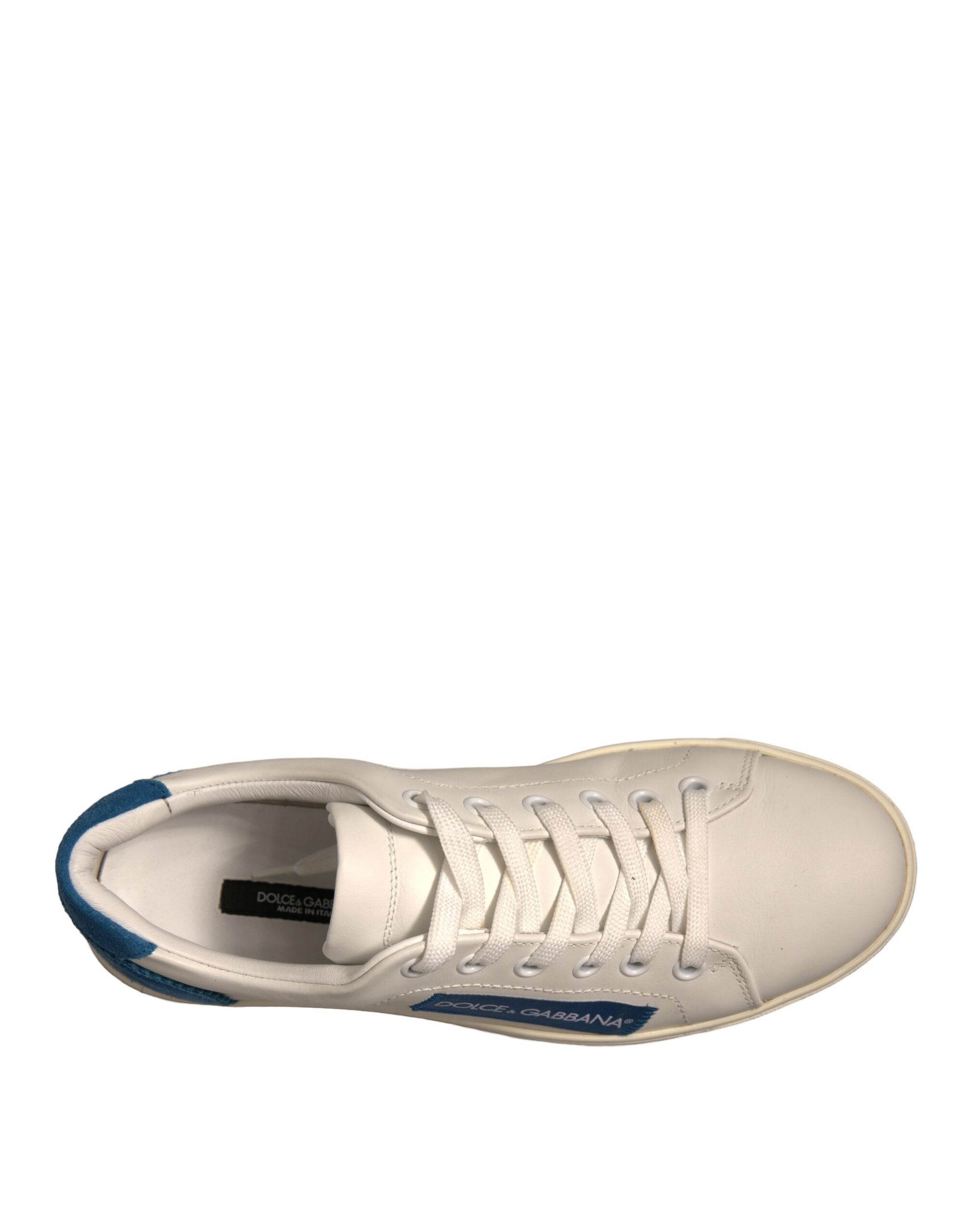 Dolce & Gabbana White Suede Leather Low Top Sneakers Shoes by Dolce & Gabbana