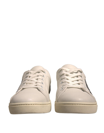 Dolce & Gabbana White Suede Leather Low Top Sneakers Shoes by Dolce & Gabbana