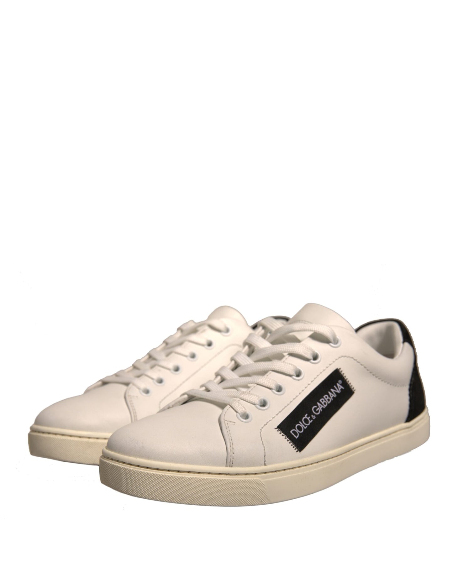 Dolce & Gabbana White Suede Leather Low Top Sneakers Shoes by Dolce & Gabbana