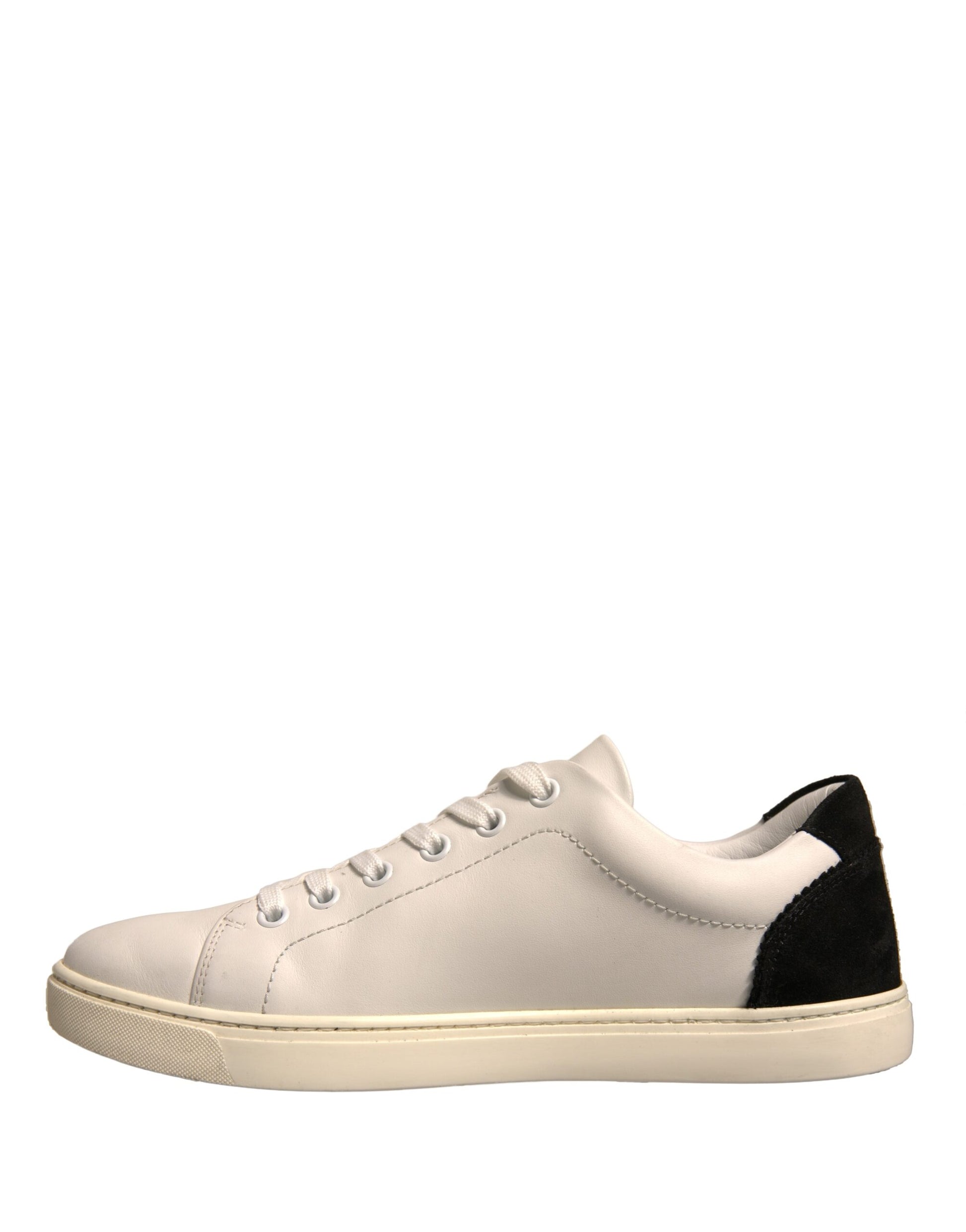Dolce & Gabbana White Suede Leather Low Top Sneakers Shoes by Dolce & Gabbana