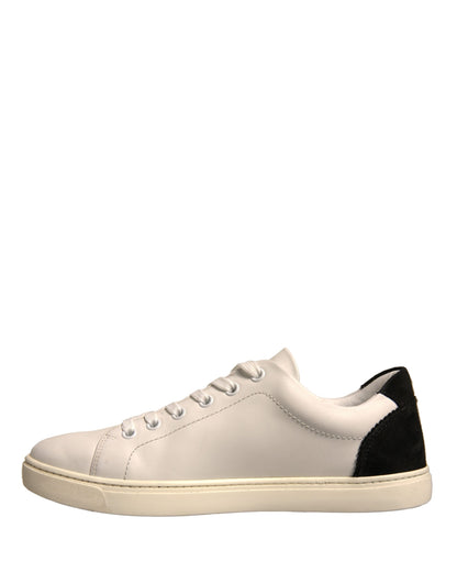 Dolce & Gabbana White Suede Leather Low Top Sneakers Shoes by Dolce & Gabbana