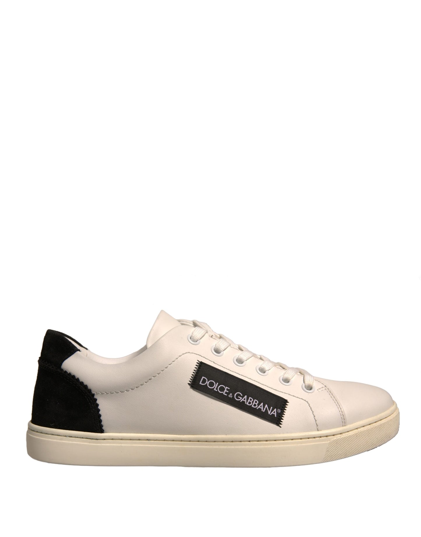 Dolce & Gabbana White Suede Leather Low Top Sneakers Shoes by Dolce & Gabbana