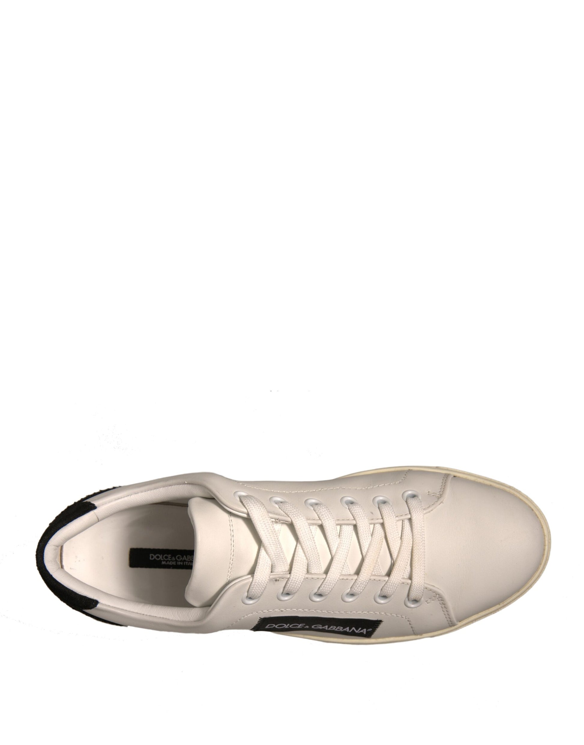 Dolce & Gabbana White Suede Leather Low Top Sneakers Shoes by Dolce & Gabbana