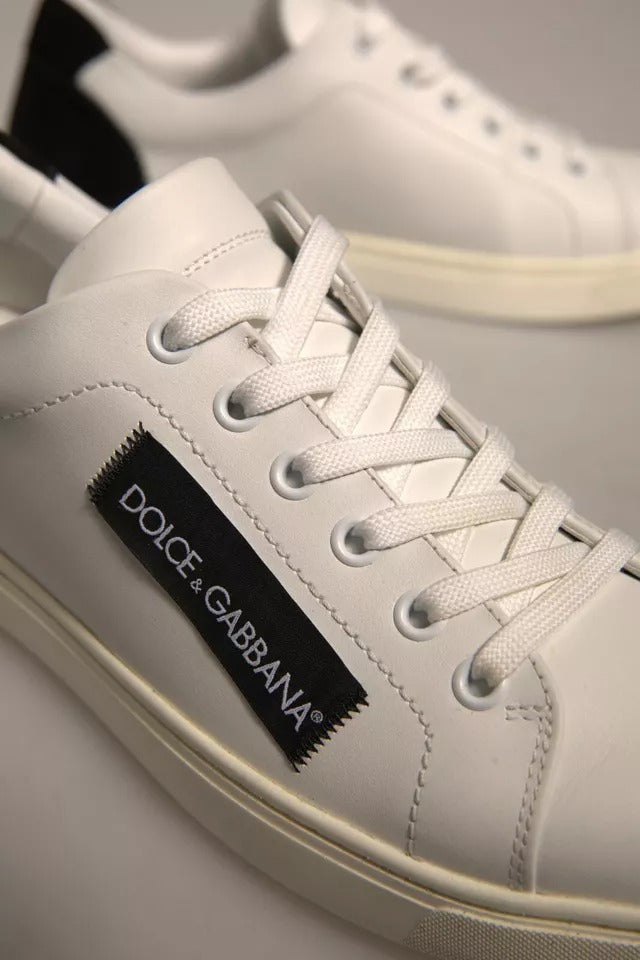 Dolce & Gabbana White Suede Leather Low Top Sneakers Shoes by Dolce & Gabbana