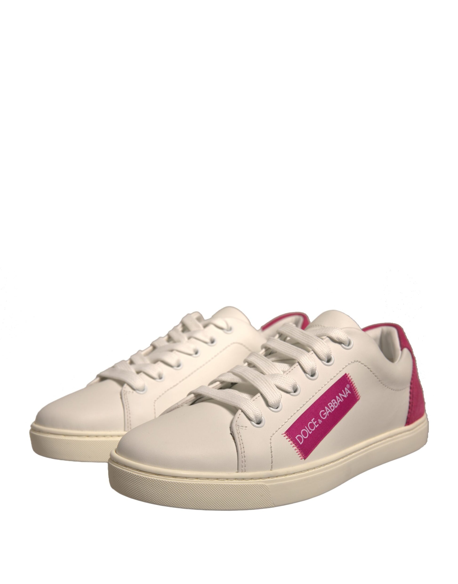 Dolce & Gabbana White Suede Leather Low Top Sneakers Shoes by Dolce & Gabbana