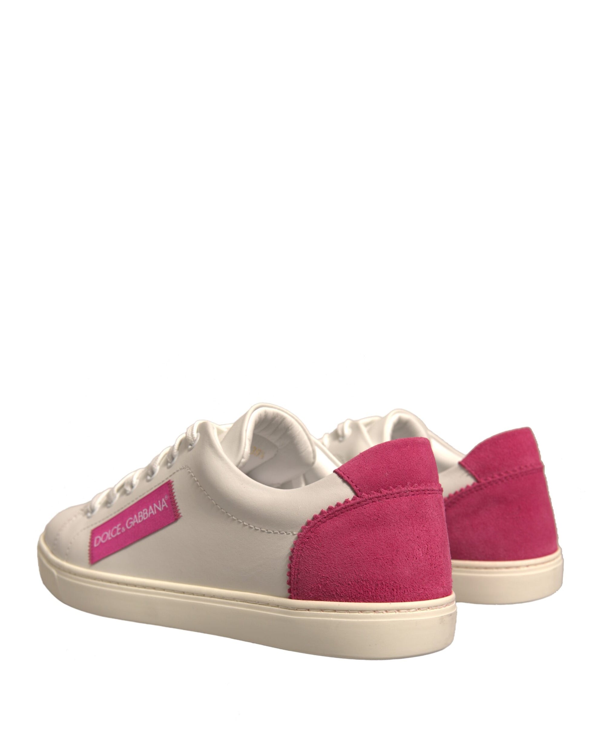 Dolce & Gabbana White Suede Leather Low Top Sneakers Shoes by Dolce & Gabbana