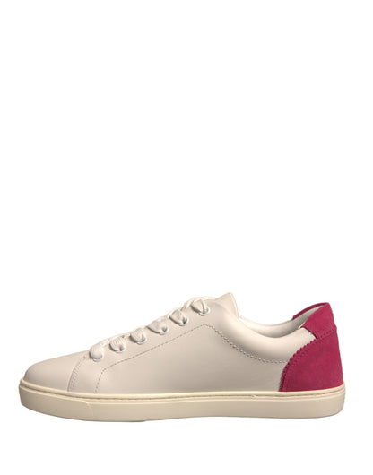 Dolce & Gabbana White Suede Leather Low Top Sneakers Shoes by Dolce & Gabbana