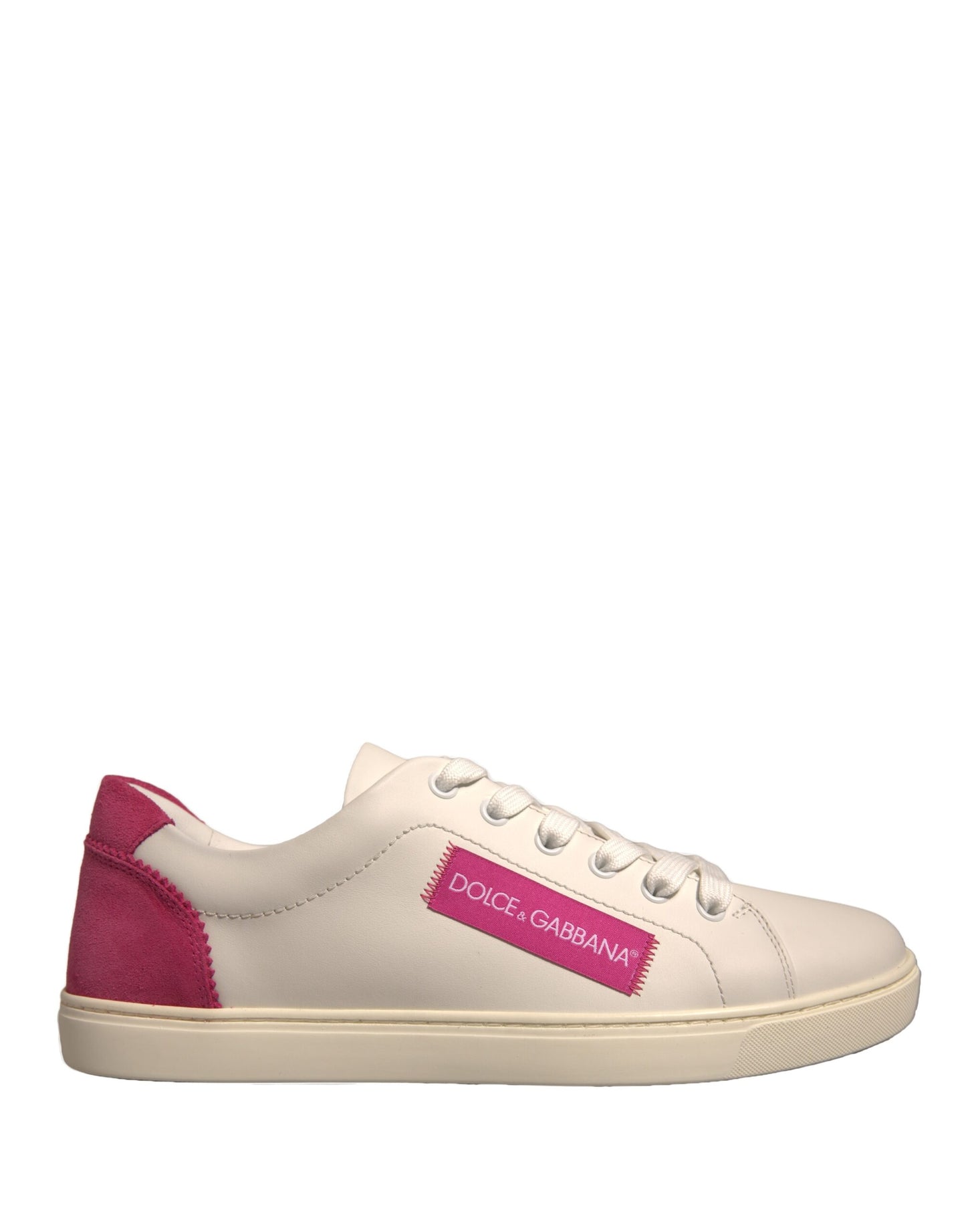 Dolce & Gabbana White Suede Leather Low Top Sneakers Shoes by Dolce & Gabbana