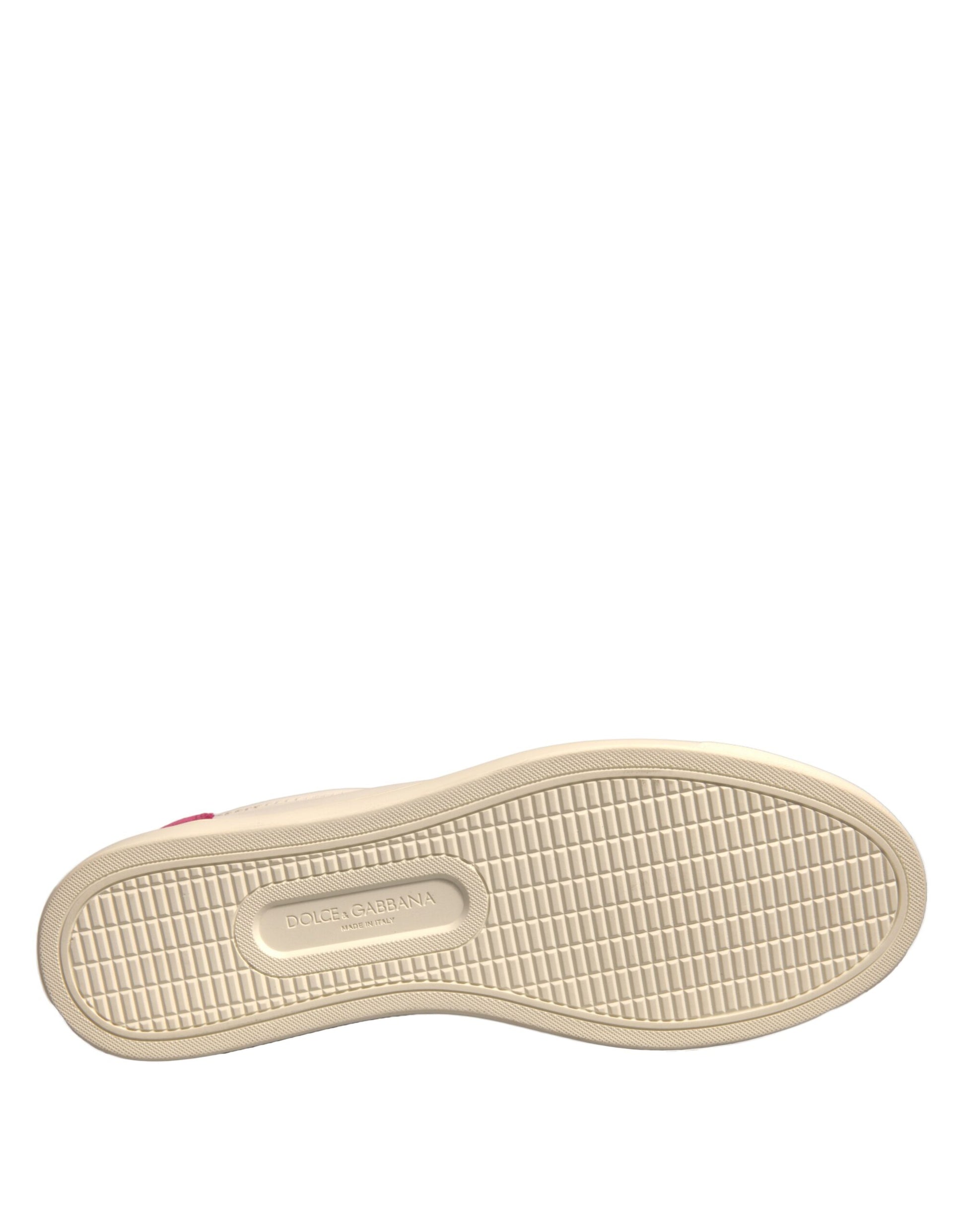 Dolce & Gabbana White Suede Leather Low Top Sneakers Shoes by Dolce & Gabbana