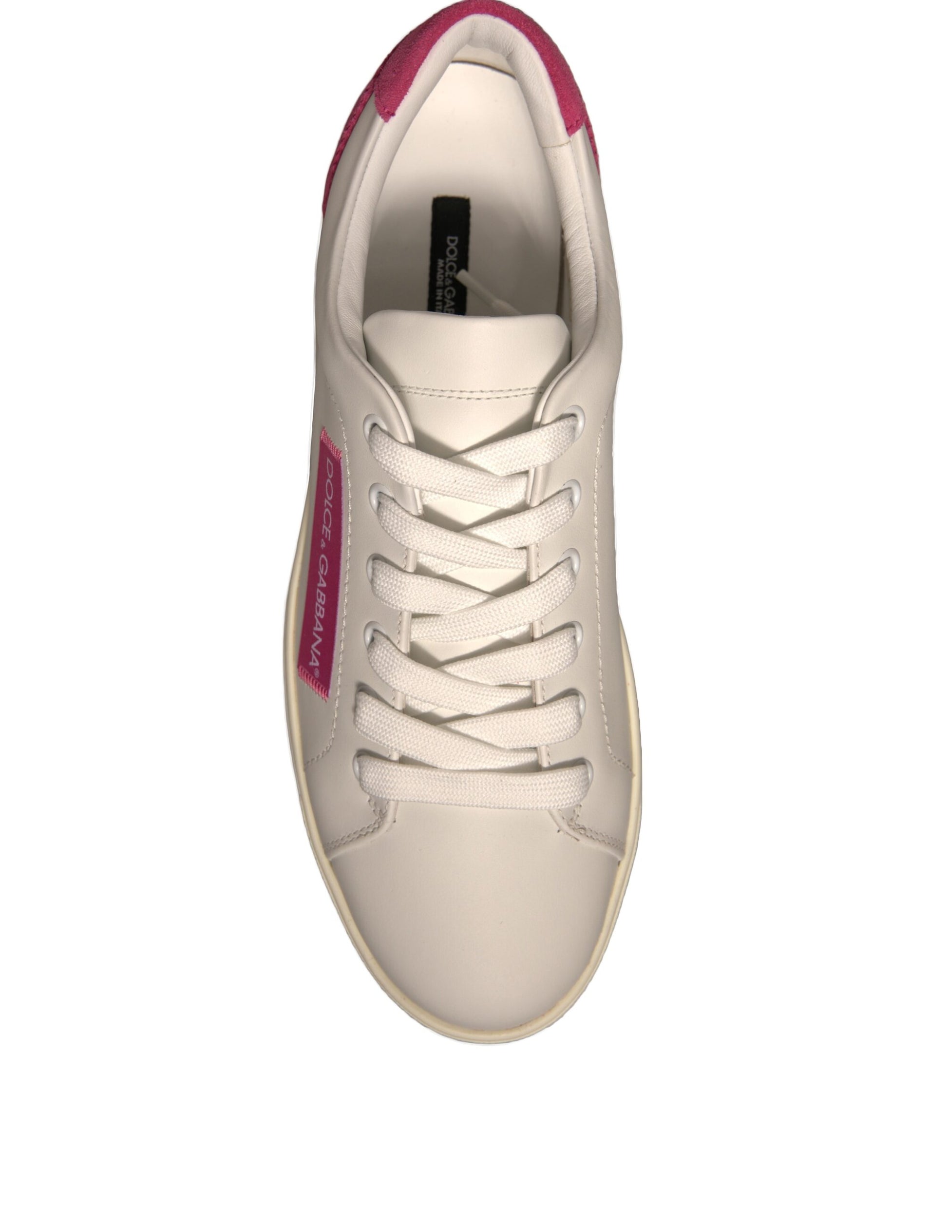 Dolce & Gabbana White Suede Leather Low Top Sneakers Shoes by Dolce & Gabbana