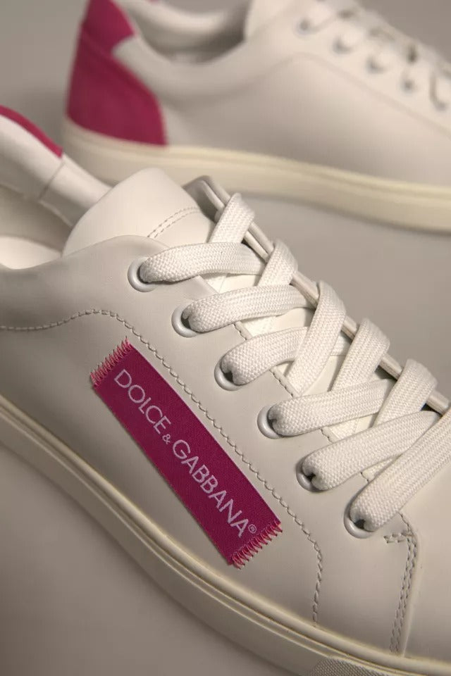 Dolce & Gabbana White Suede Leather Low Top Sneakers Shoes by Dolce & Gabbana