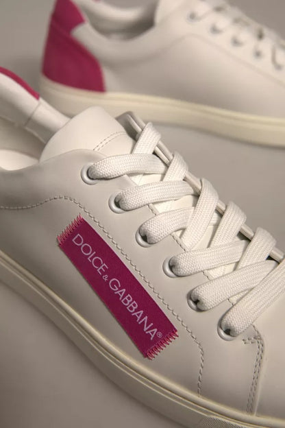 Dolce & Gabbana White Suede Leather Low Top Sneakers Shoes by Dolce & Gabbana