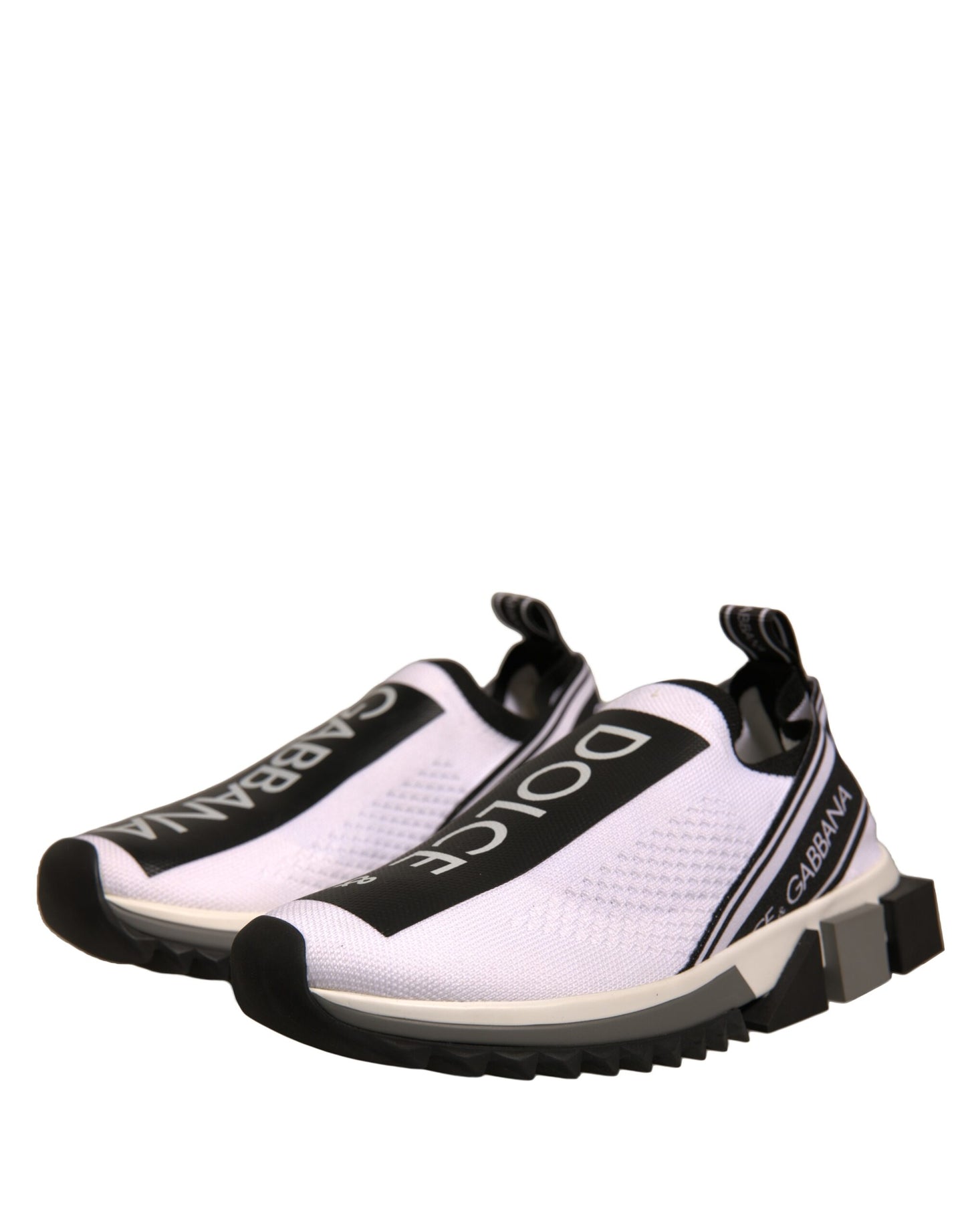 Dolce & Gabbana White Black Slip On Sorrento Sneakers Shoes by Dolce & Gabbana