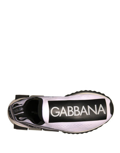 Dolce & Gabbana White Black Slip On Sorrento Sneakers Shoes by Dolce & Gabbana