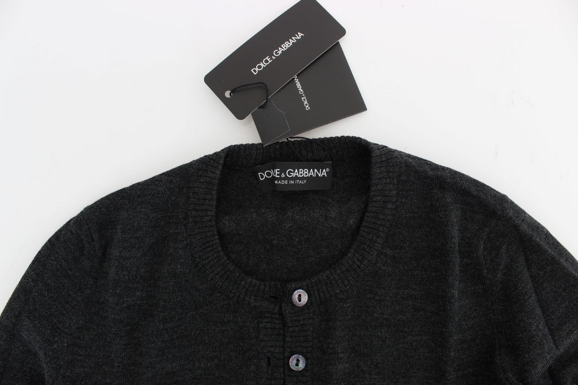 Dolce &amp; Gabbana Pull cardigan élégant en laine grise