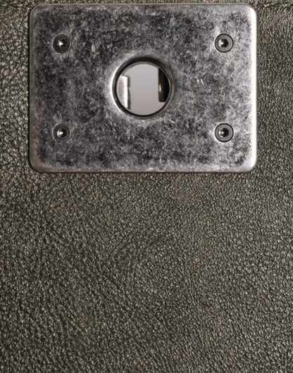 Sac à bandoulière Chanel en cuir vert foncé et métal gris