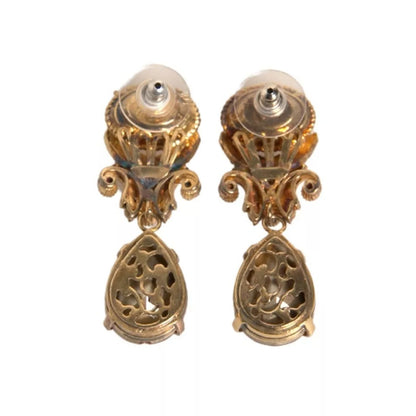Dolce &amp; Gabbana Gold 925 Sterling Silver Crystal Jewelry Dangling Brooch