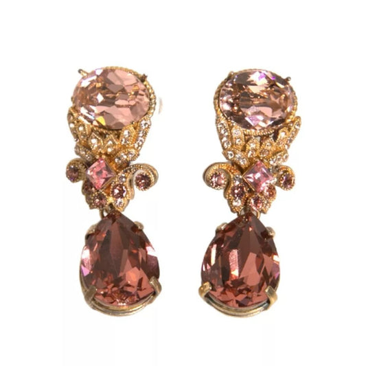 Dolce &amp; Gabbana Gold 925 Sterling Silver Crystal Jewelry Dangling Brooch