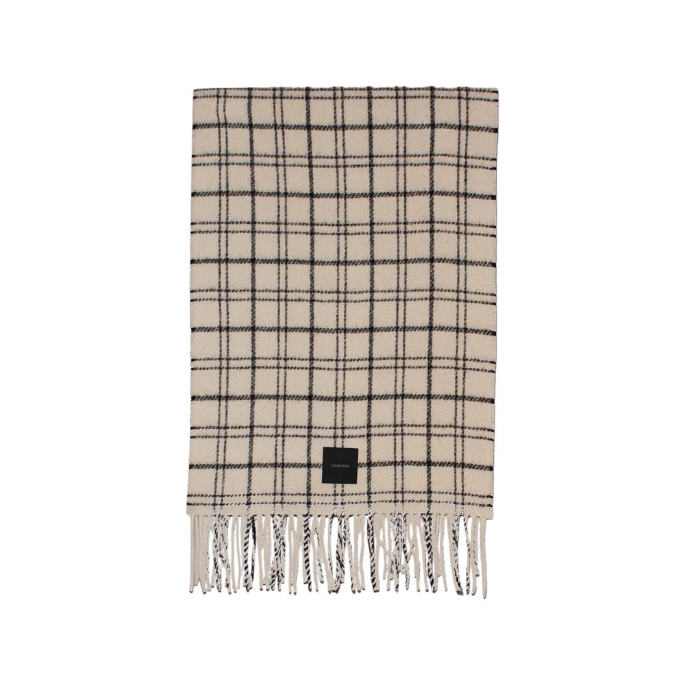 Calvin Klein Beige Wool Scarf by Calvin Klein