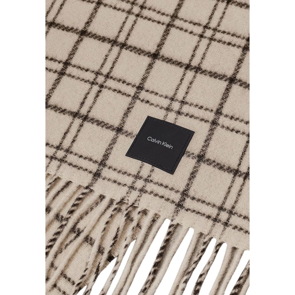 Calvin Klein Beige Wool Scarf by Calvin Klein