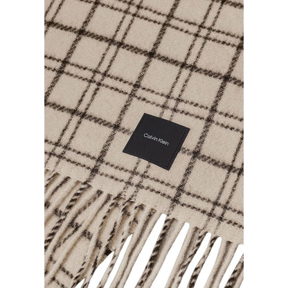 Calvin Klein Beige Wool Scarf by Calvin Klein