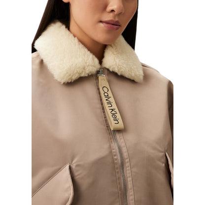 Calvin Klein Jeans Beige Polyester Jackets &amp; Coat