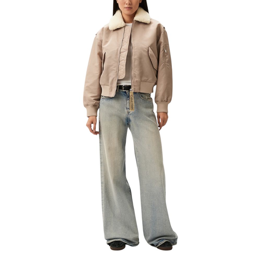 Calvin Klein Jeans Beige Polyester Jackets &amp; Coat