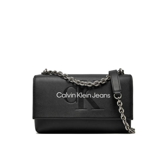 Sac à main en cuir synthétique noir et blanc Calvin Klein Jeans