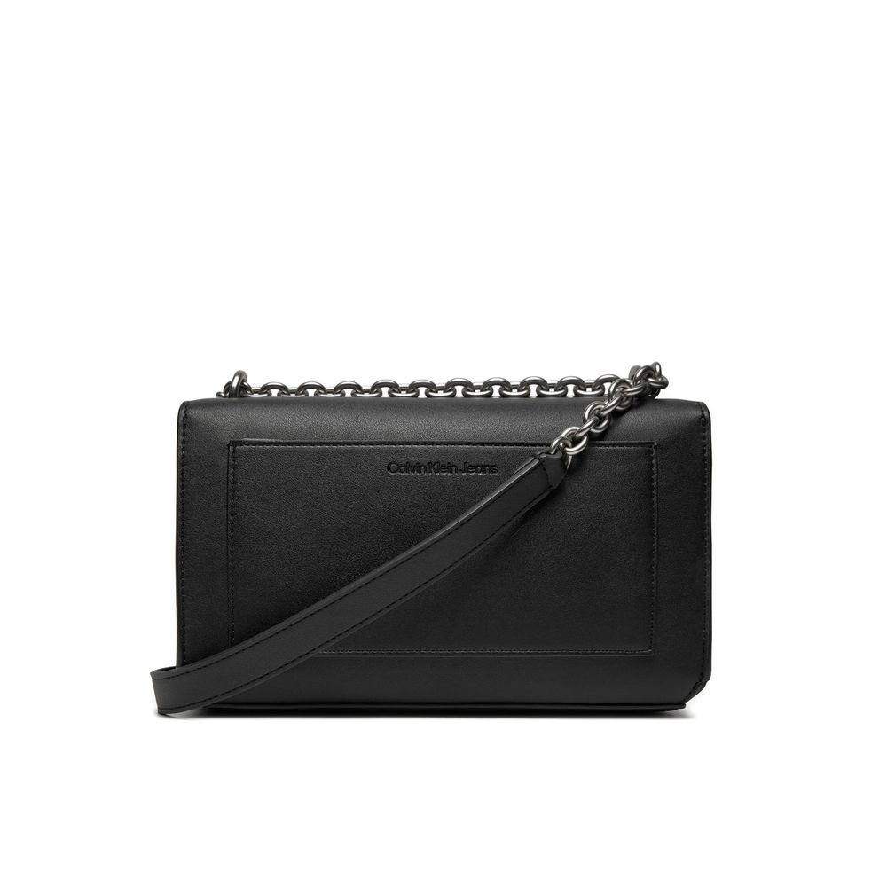 Sac à main en cuir synthétique noir et blanc Calvin Klein Jeans