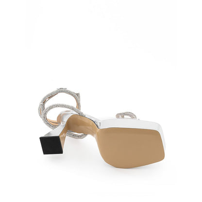 MACH & MACH Elegant Silver Leather Platforms by MACH & MACH