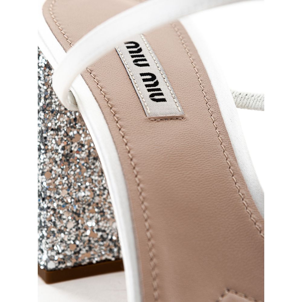 Miu Miu White Silk Sandal by Miu Miu