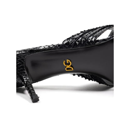 Dolce & Gabbana Black Snake Skin Sandal by Dolce & Gabbana