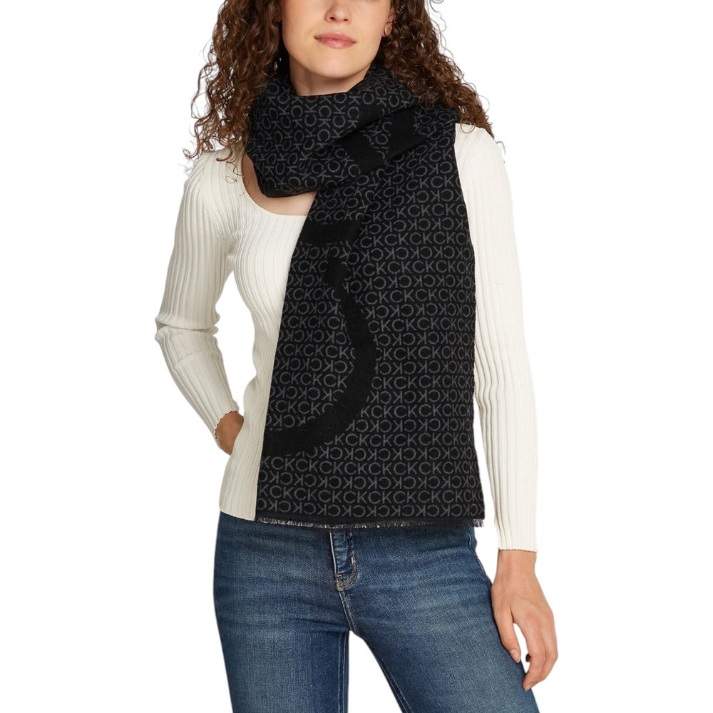 Calvin Klein Black Marabou Scarf by Calvin Klein