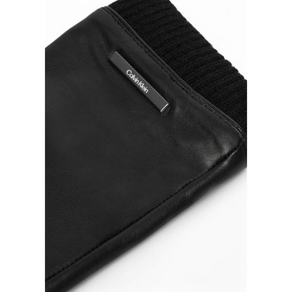 Gants en cuir noir Calvin Klein