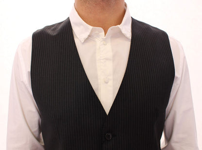 Dolce &amp; Gabbana Gray Striped Wool Single Breasted Cardigan