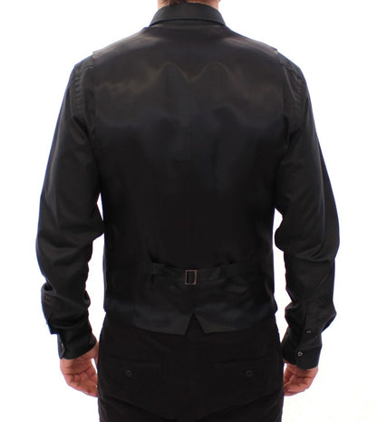 Dolce &amp; Gabbana Élégant gilet en laine à rayures noires