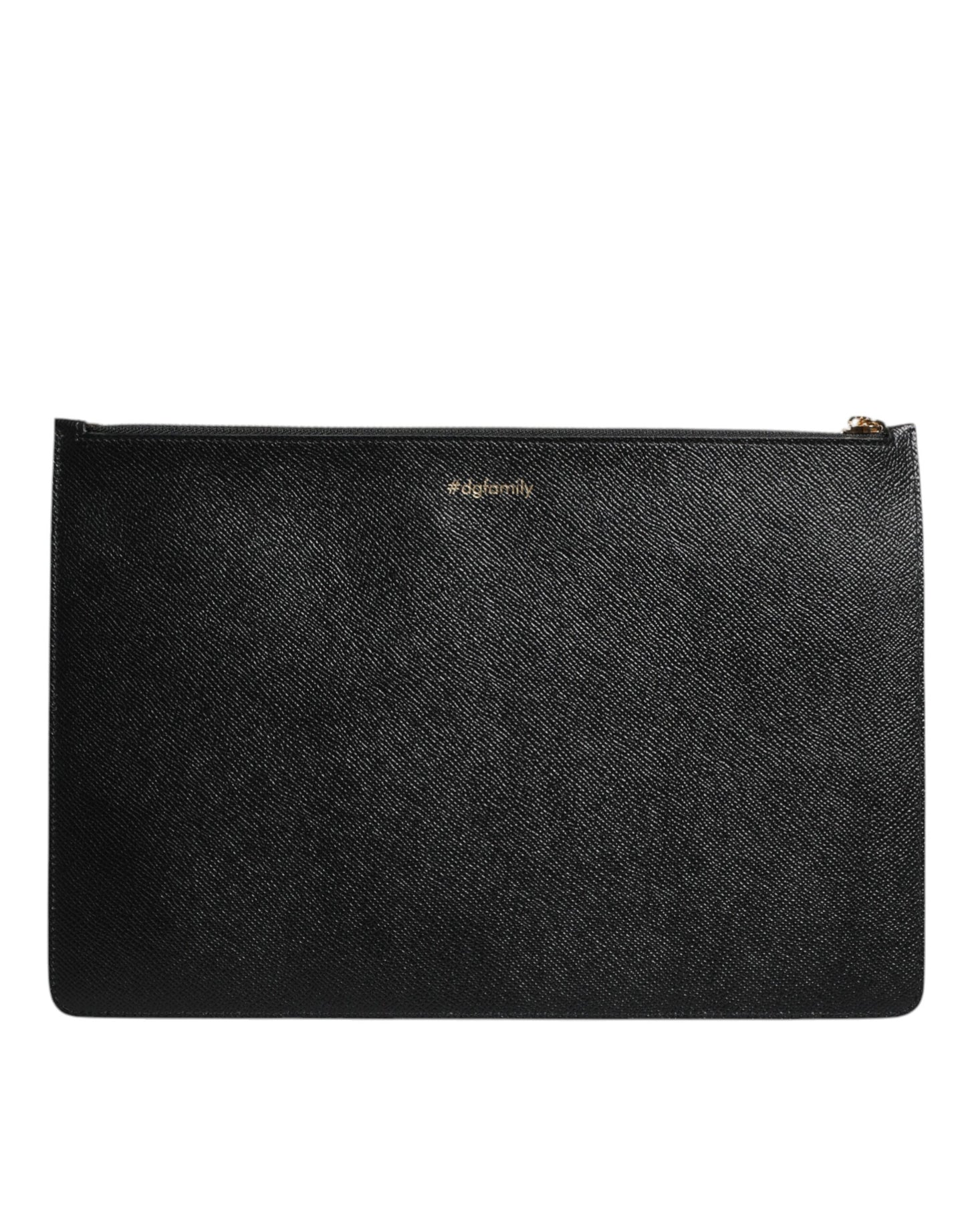 Sac pochette zippé en cuir noir Dolce &amp; Gabbana #DGFAMILY pour homme