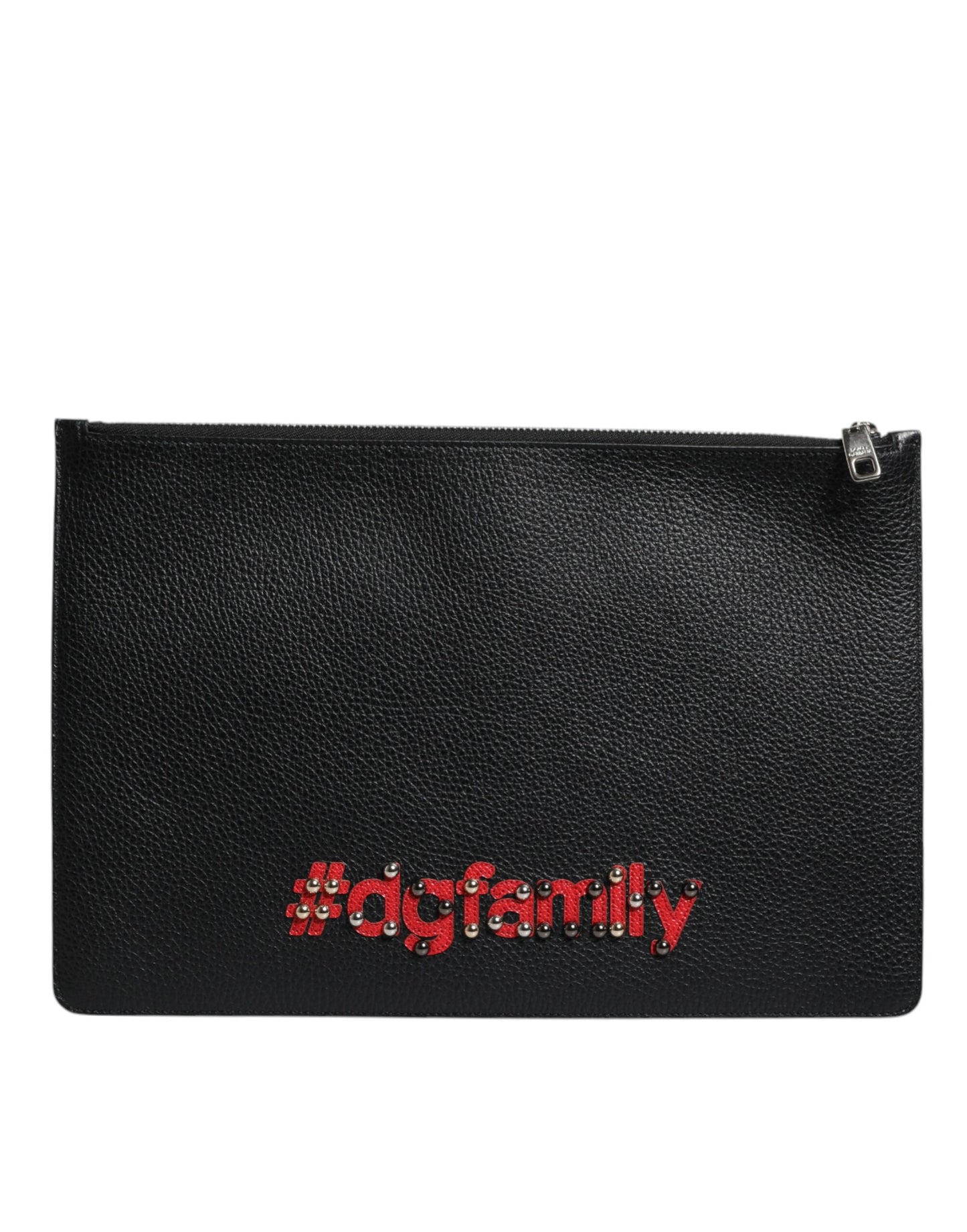 Sac pochette zippé en cuir noir Dolce &amp; Gabbana #DGFAMILY pour homme
