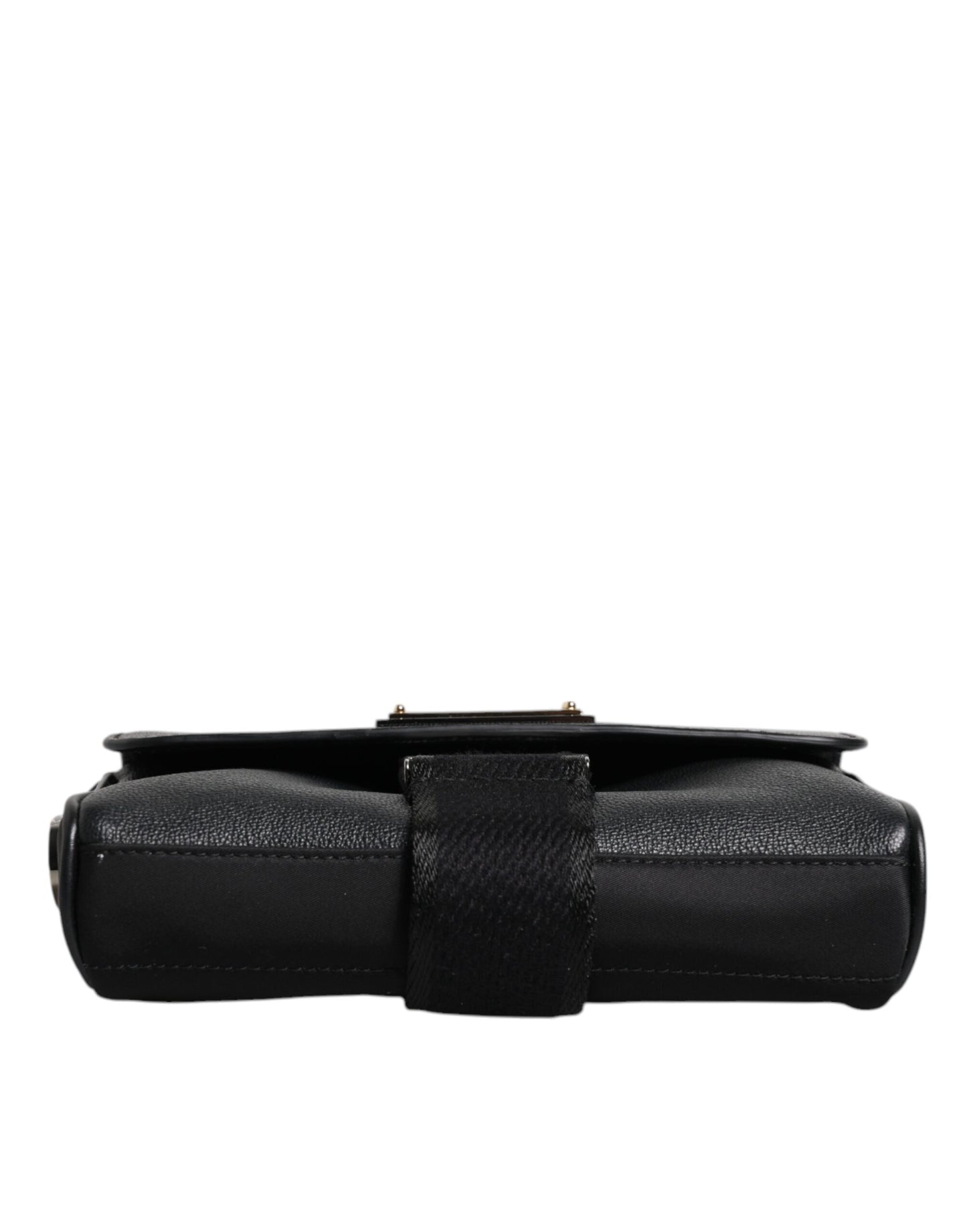 Sac bandoulière en cuir noir Dolce &amp; Gabbana avec plaque logo et boucle