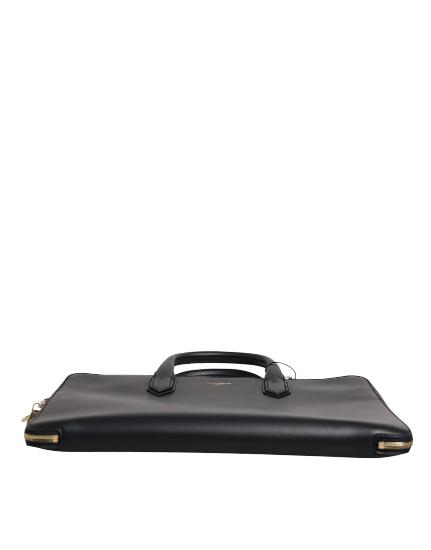 Sac porte-documents Monreale en cuir de veau noir Dolce &amp; Gabbana avec logo pressé à chaud