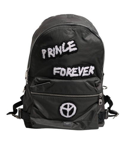 Sac à dos de voyage scolaire Prince Forever en nylon gris Dolce &amp; Gabbana pour homme