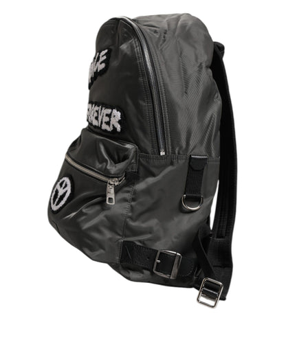 Sac à dos de voyage scolaire Prince Forever en nylon gris Dolce &amp; Gabbana pour homme
