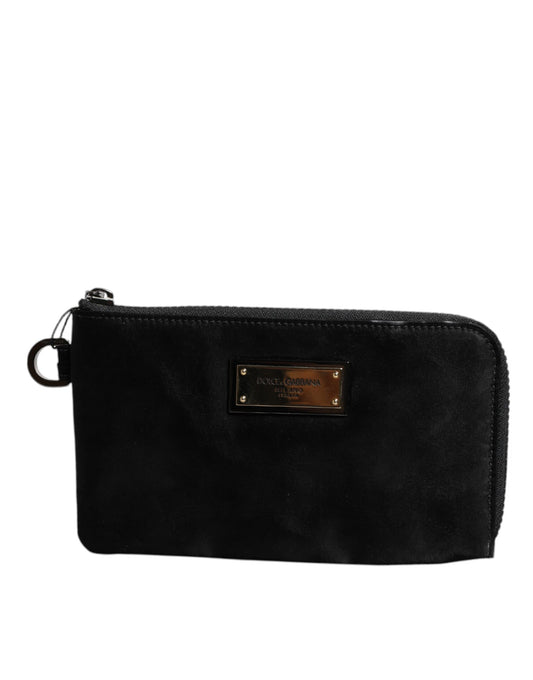 Pochette porte-clés Dolce &amp; Gabbana en nylon noir avec logo