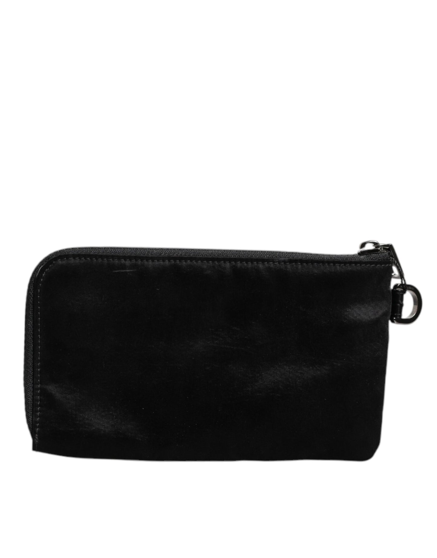 Dolce &amp; Gabbana Black Nylon Logo Plaque Keyring Pouch Clutch Bag